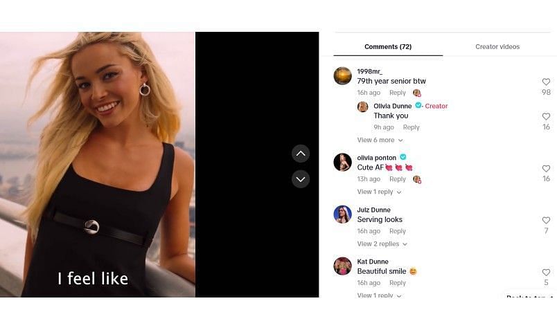 Screenshot of Olivia Dunne's TikTok post | Source: TikTok/@livvy